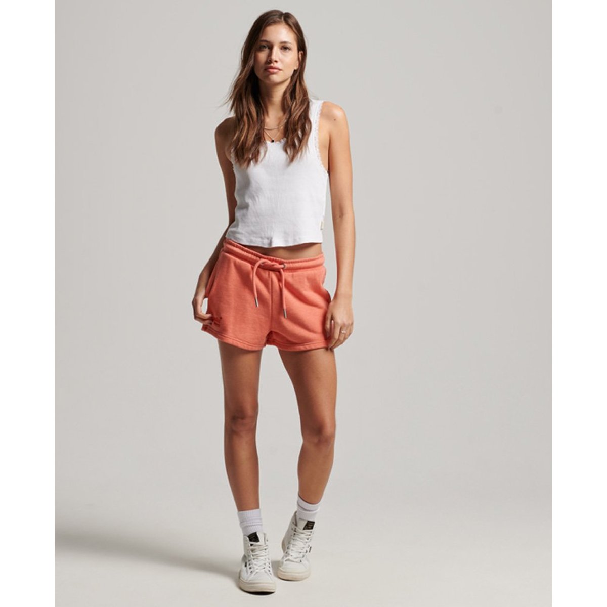 Short en jersey Vintage Logo brodé corail los angeles chiné, SUPERDRY