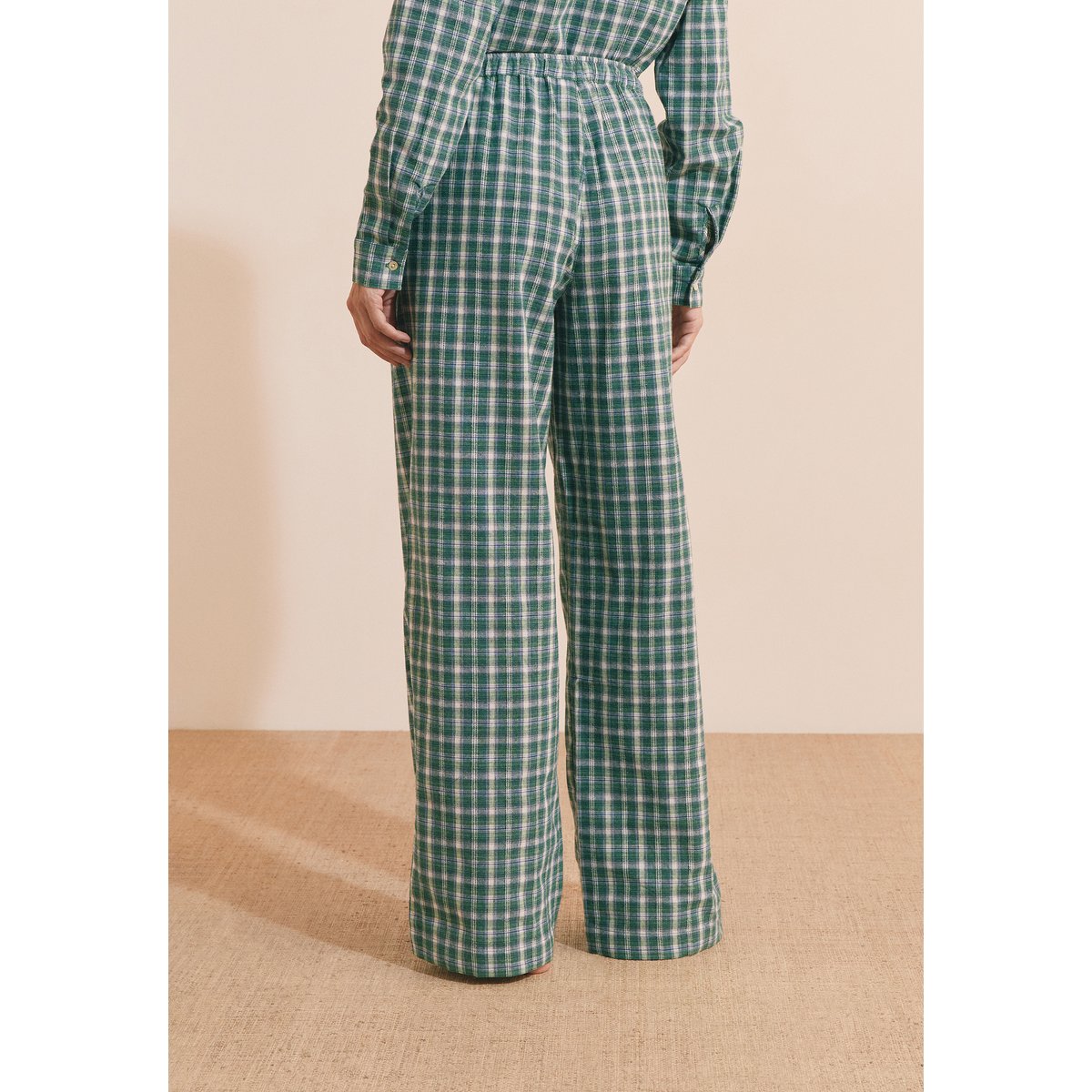 Pantalon de pyjama à carreaux en coton ROSETTA vert, ETAM