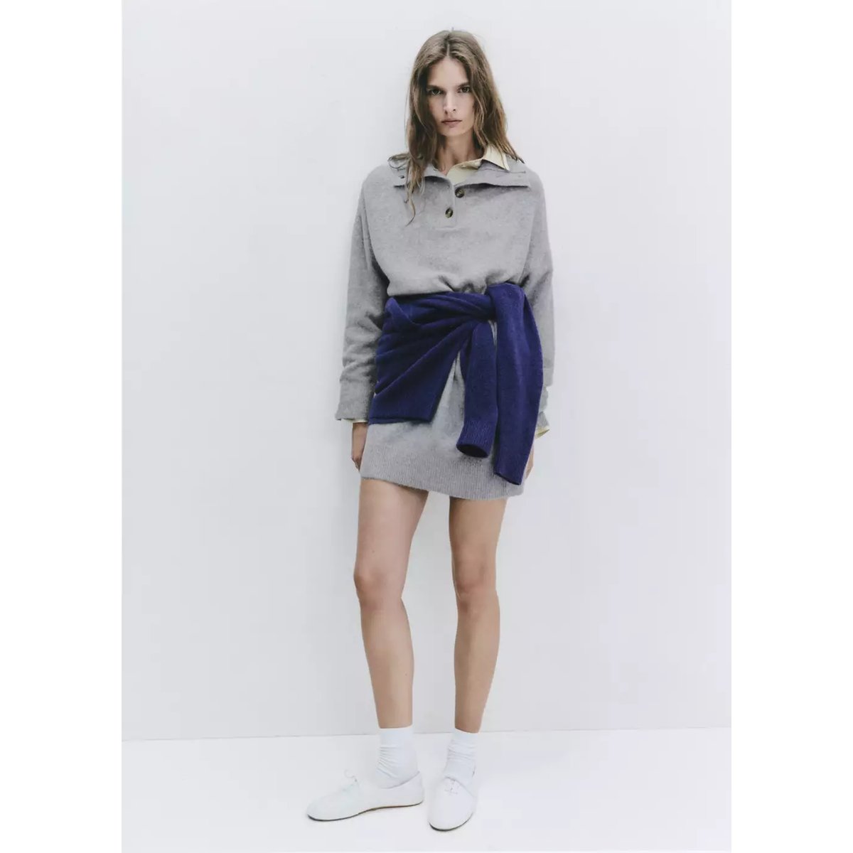 Robe courte maille gris, MANGO