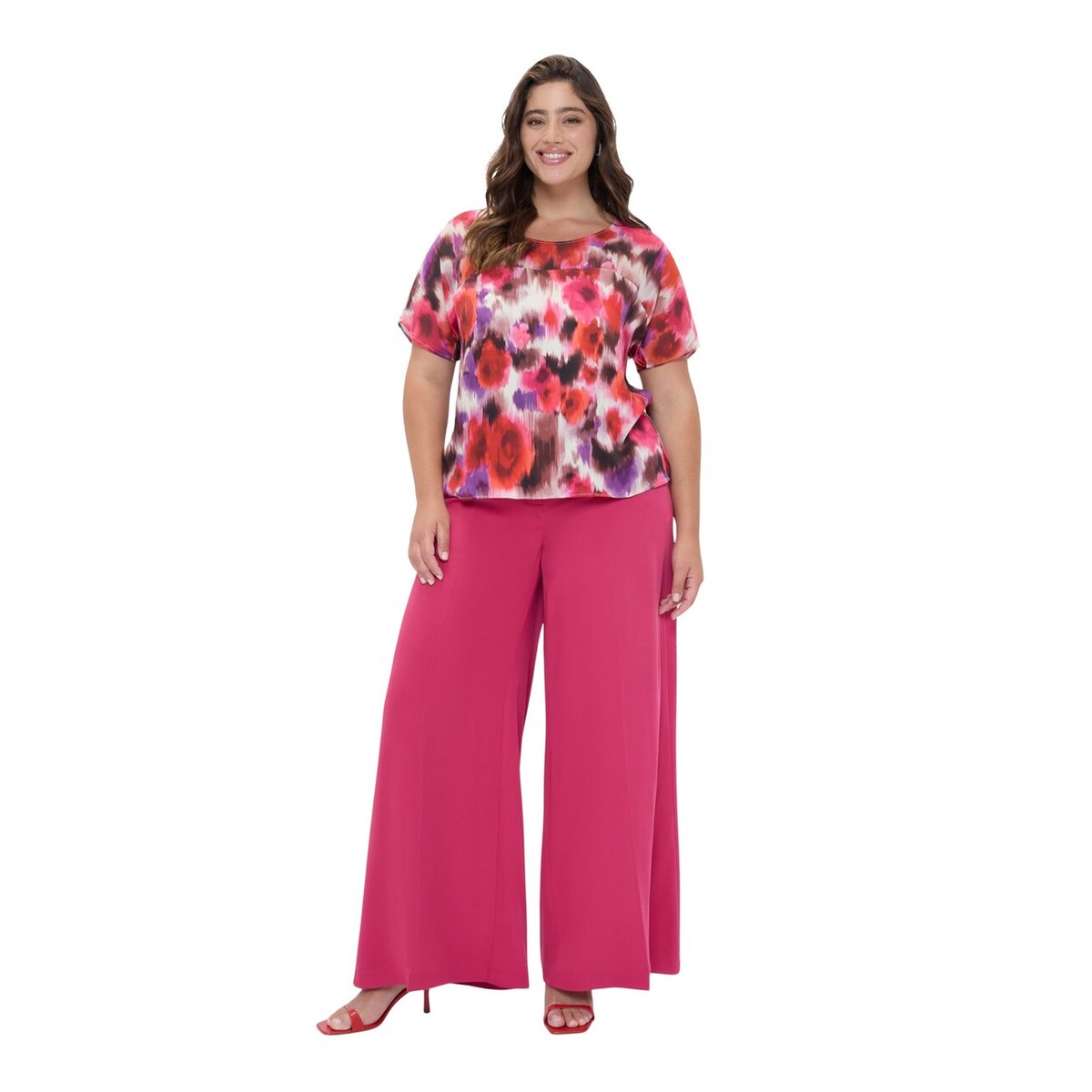 Blouse à imprimé fleuri fuchsia, FIORELLA RUBINO