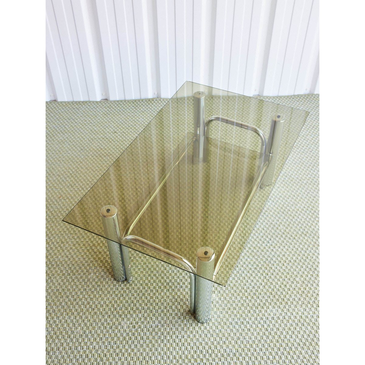 Table basse double plateau en verre fumé Donna N°1105 - Bon état fumé, DEBONGOUT
