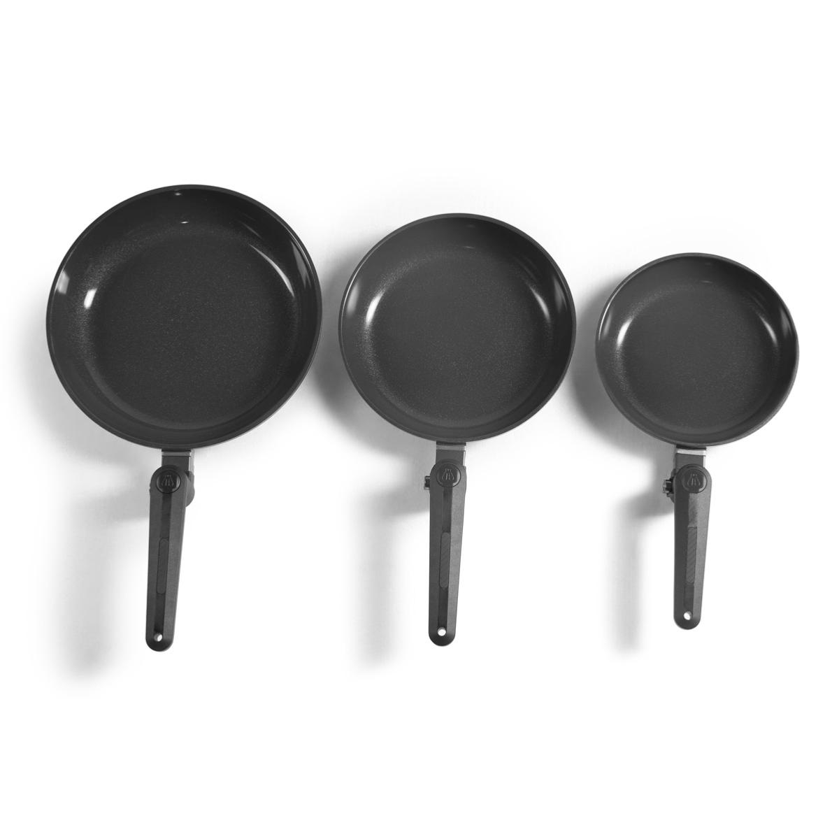 Set de 3 poêles 20/24/28 cm avec manches repliables - Transformer couleur unique, LAGUIOLE CUISSON