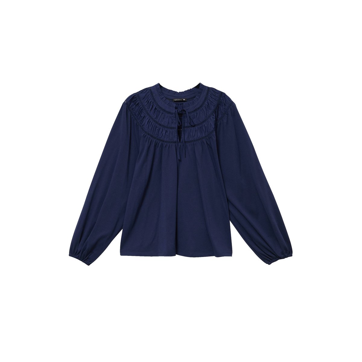 Blouse col tunisien manches longues bleu marine, BREAL