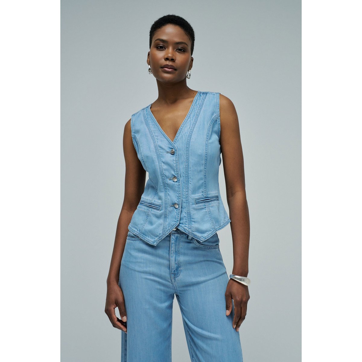 GILET EN LIGHTDENIM bleu, SALSA JEANS