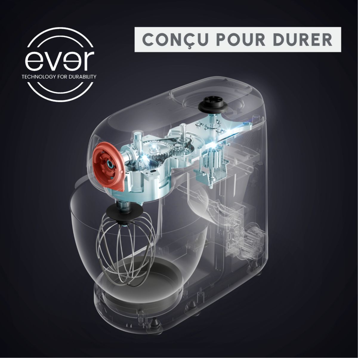 Robot pâtissier Bake Partner noir QA525810 couleur unique, MOULINEX