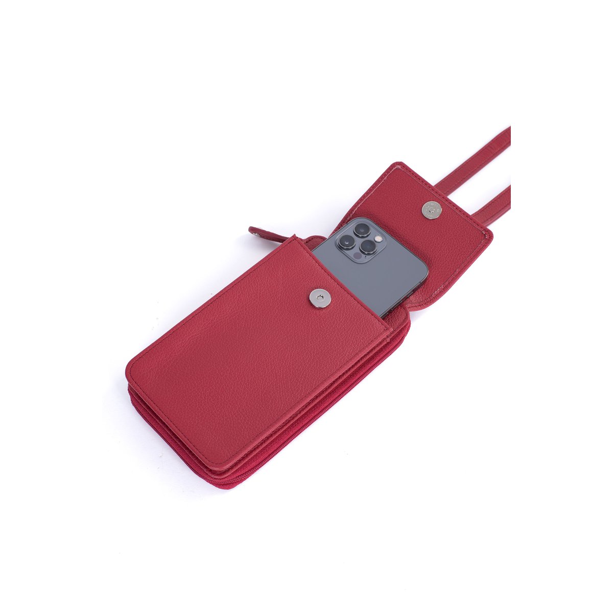 Pochette téléphone avec portefeuille CONFORT rouge foncé, HEXAGONA