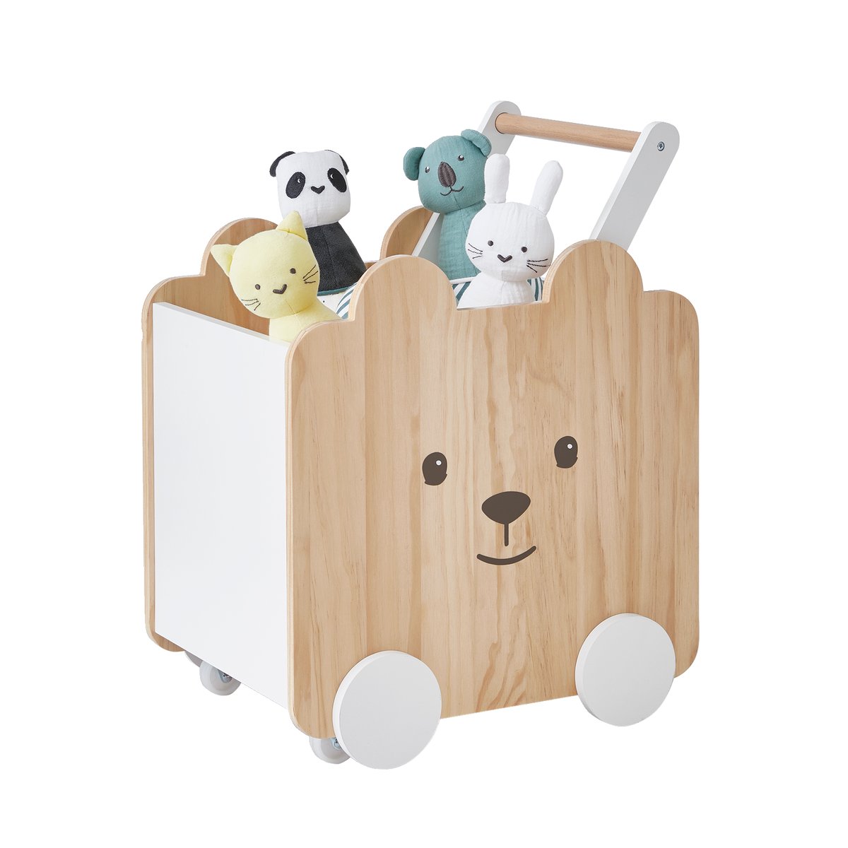 Coffre à roulettes Ourson bois, VERTBAUDET
