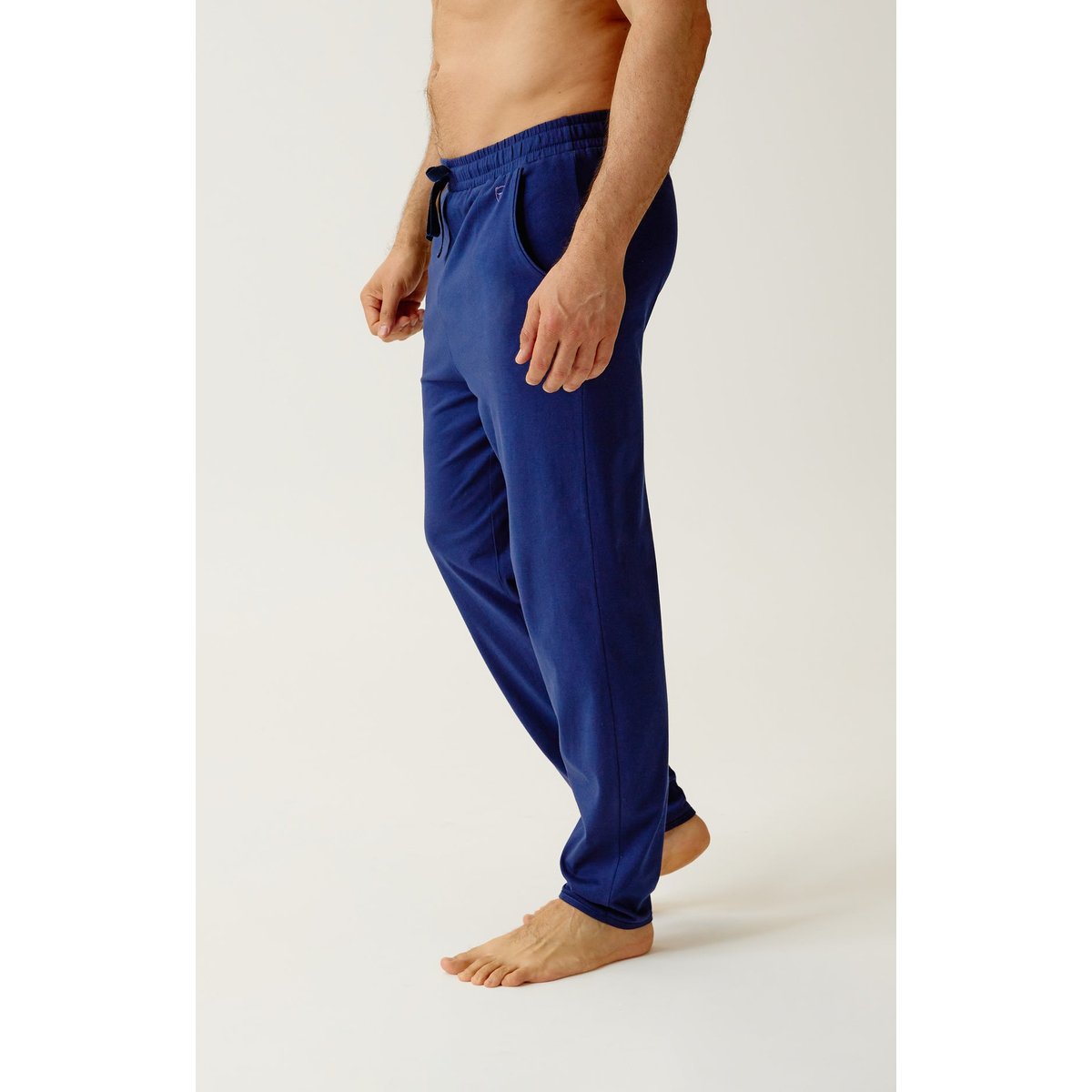 Pantalon en jersey de coton léger couleur unie Minuit marine, ARTHUR