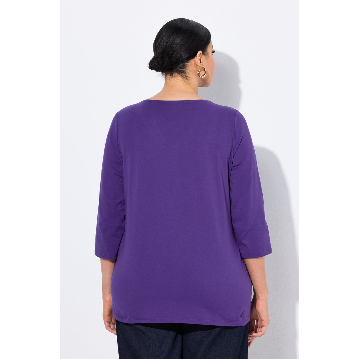 T-shirt décolleté avec strass fantaisie et lys, ULLA POPKEN