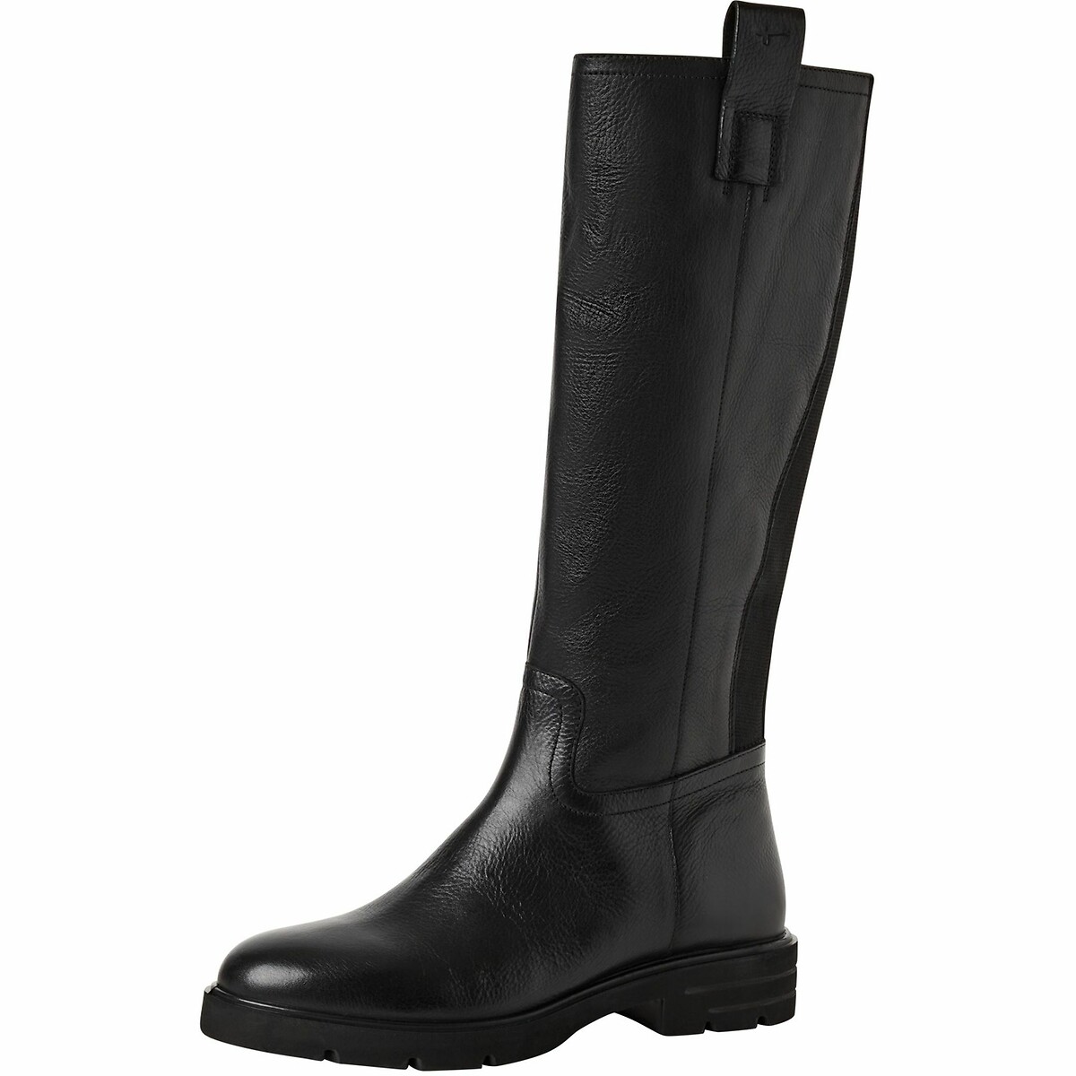 Leather Flat Calf Boots black, TAMARIS