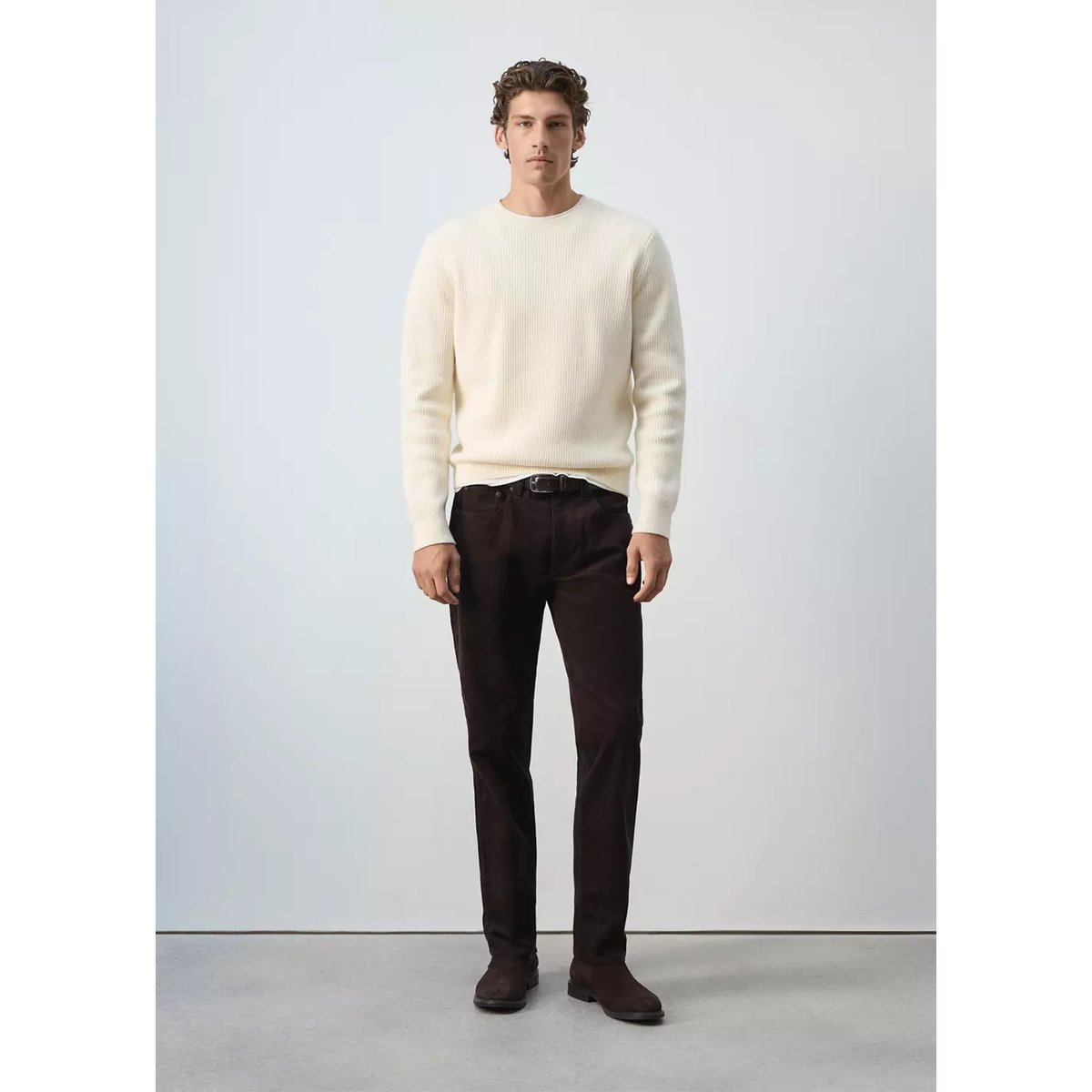 Pantalon velours côtelé regular-fit chocolat, MANGO MAN