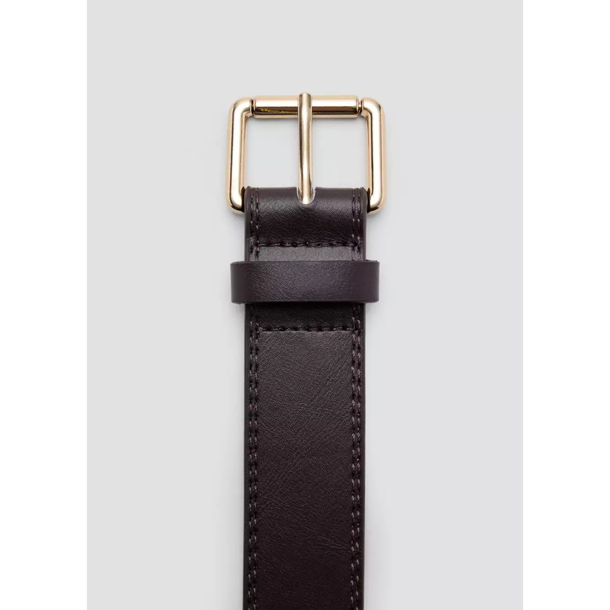 Ceinture large cuir synthétique avec boucle métallique chocolat, MANGO