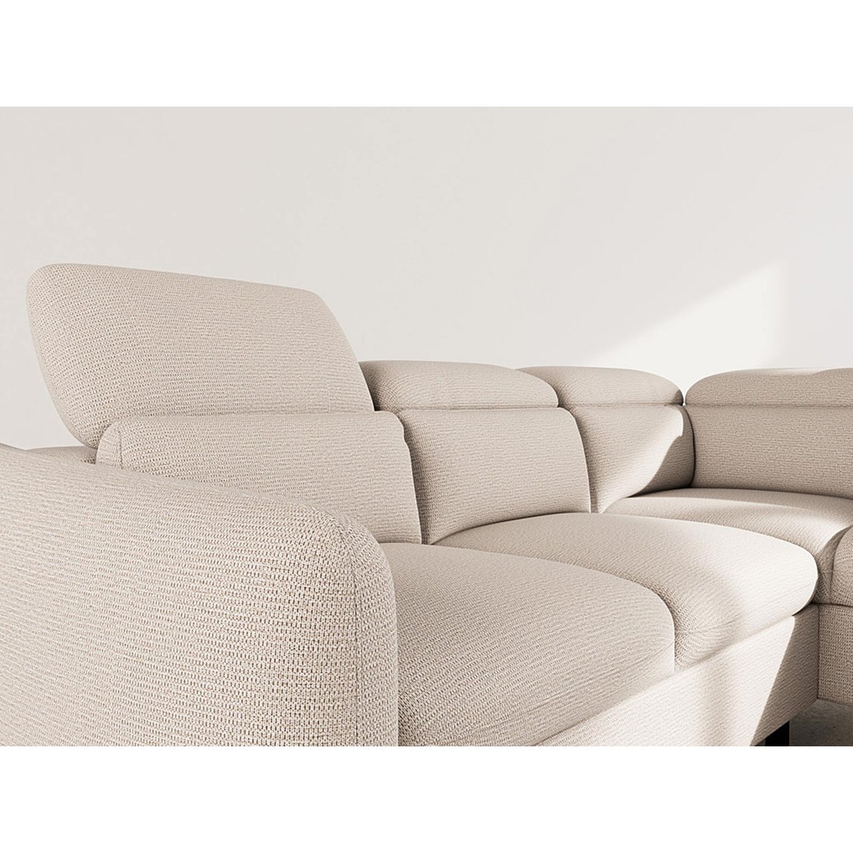 Canapé angle droit convertible tissu texturé, OPALINE beige, BEST MOBILIER