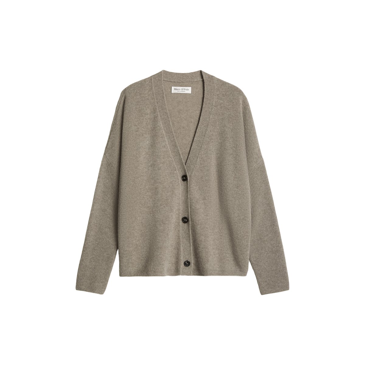Cardigan oversize en laine d'agneau moelleuse beige, MARC O'POLO