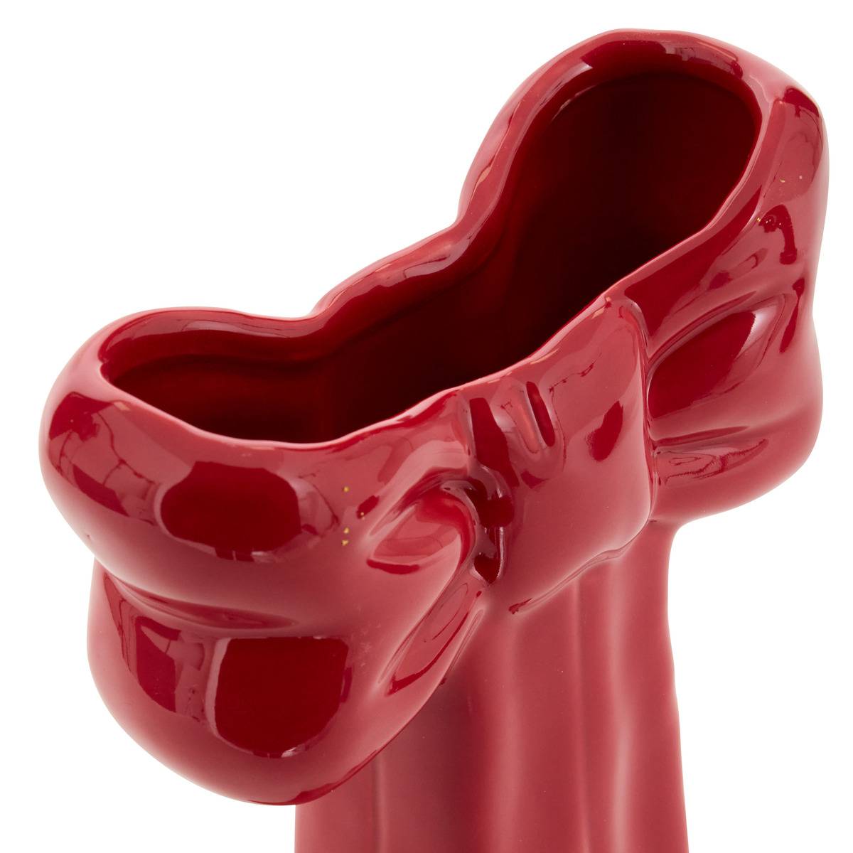 Vase de Noël en céramique avec nœud H. 20 cm rouge, FEERIC LIGHTS & CHRISTMAS