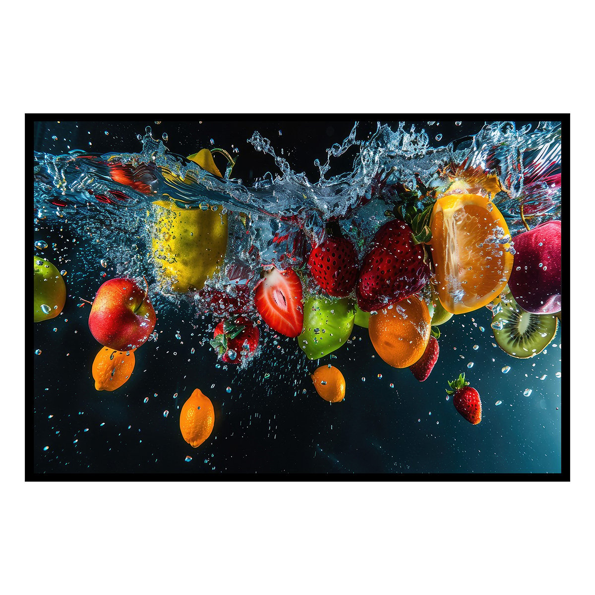 Affiche encadrée fruits intense affiche + cadre en métal - noir, HEXOA