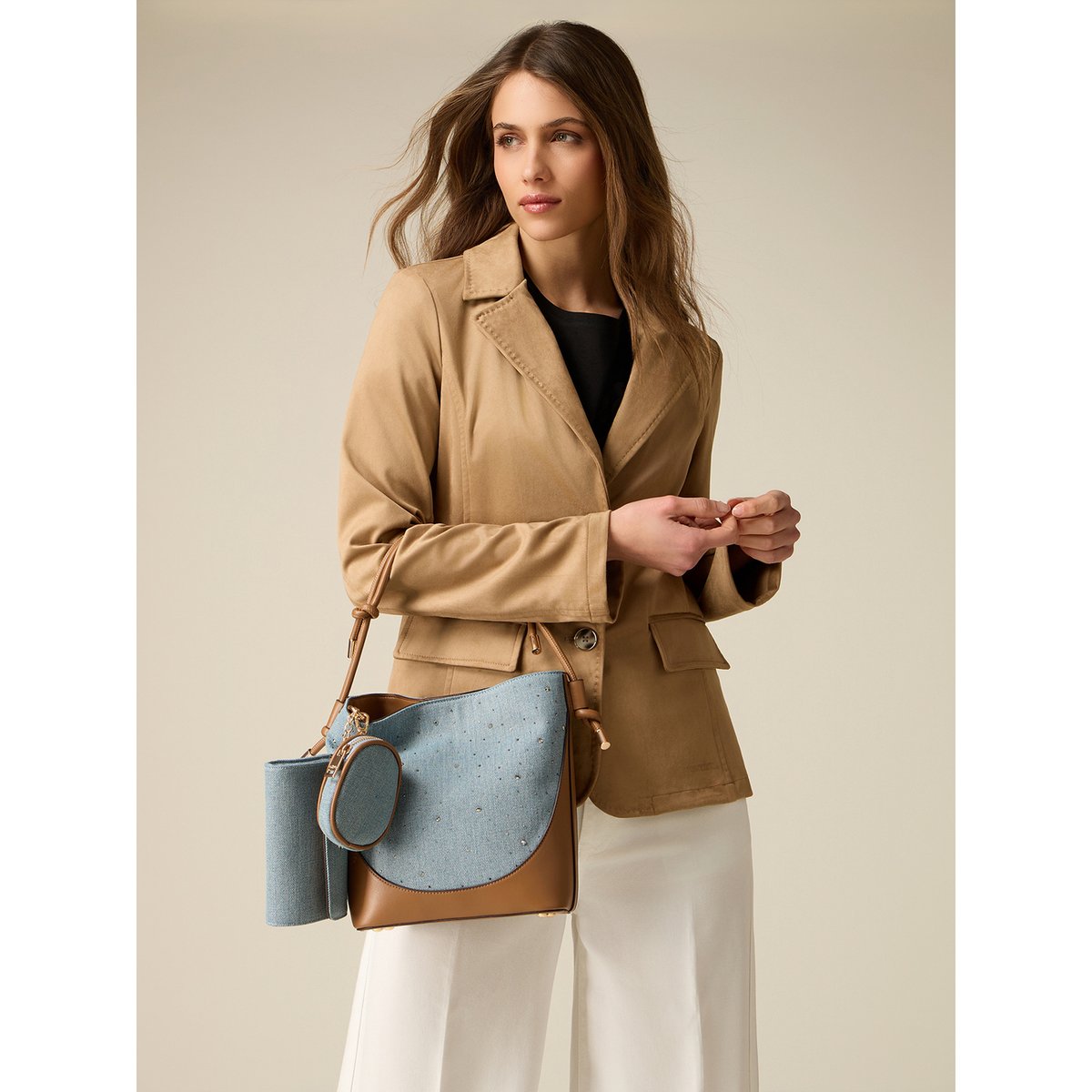 Sac avec cristaux light - blue, OLTRE