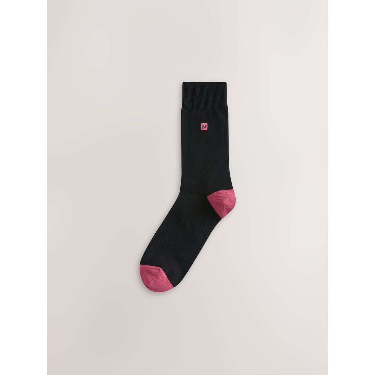 Chaussettes à logo n/talon coloré, 5 paires noir, NEXT
