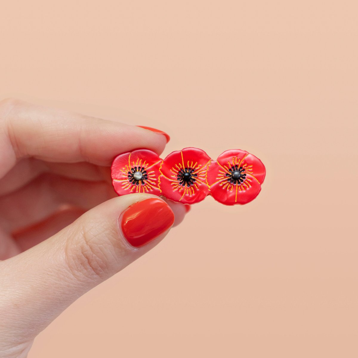 Barrette COQUELICOT rouge, COUCOU SUZETTE