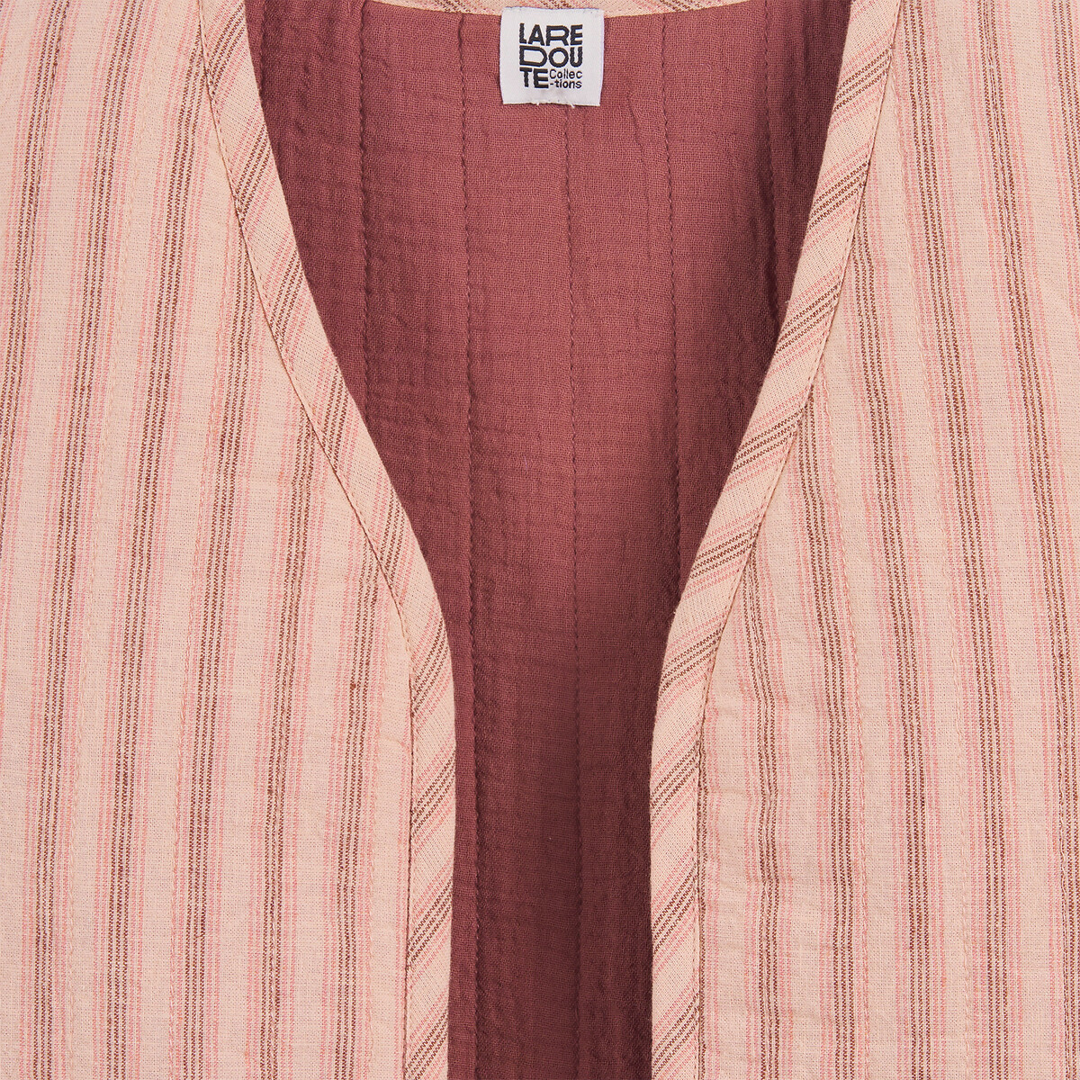 Cardigan senza maniche in cotone e lino rigato, LA REDOUTE COLLECTIONS