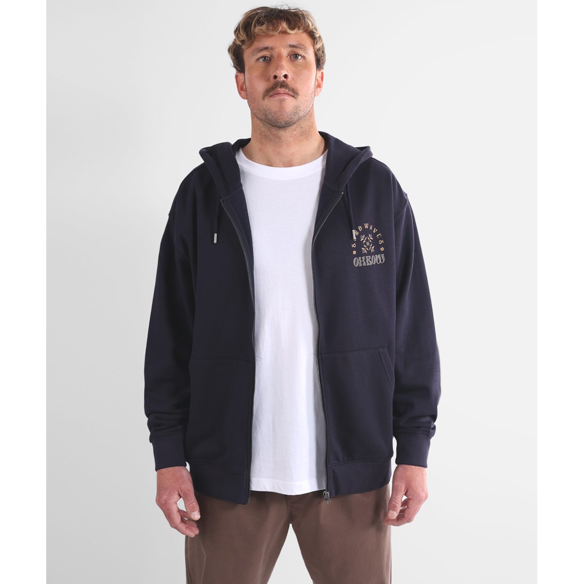 Sweat capuche zippé SANDWAVES deep marine, OXBOW