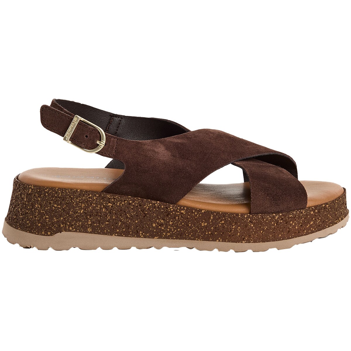 Leather Wedge Sandals brown, TAMARIS