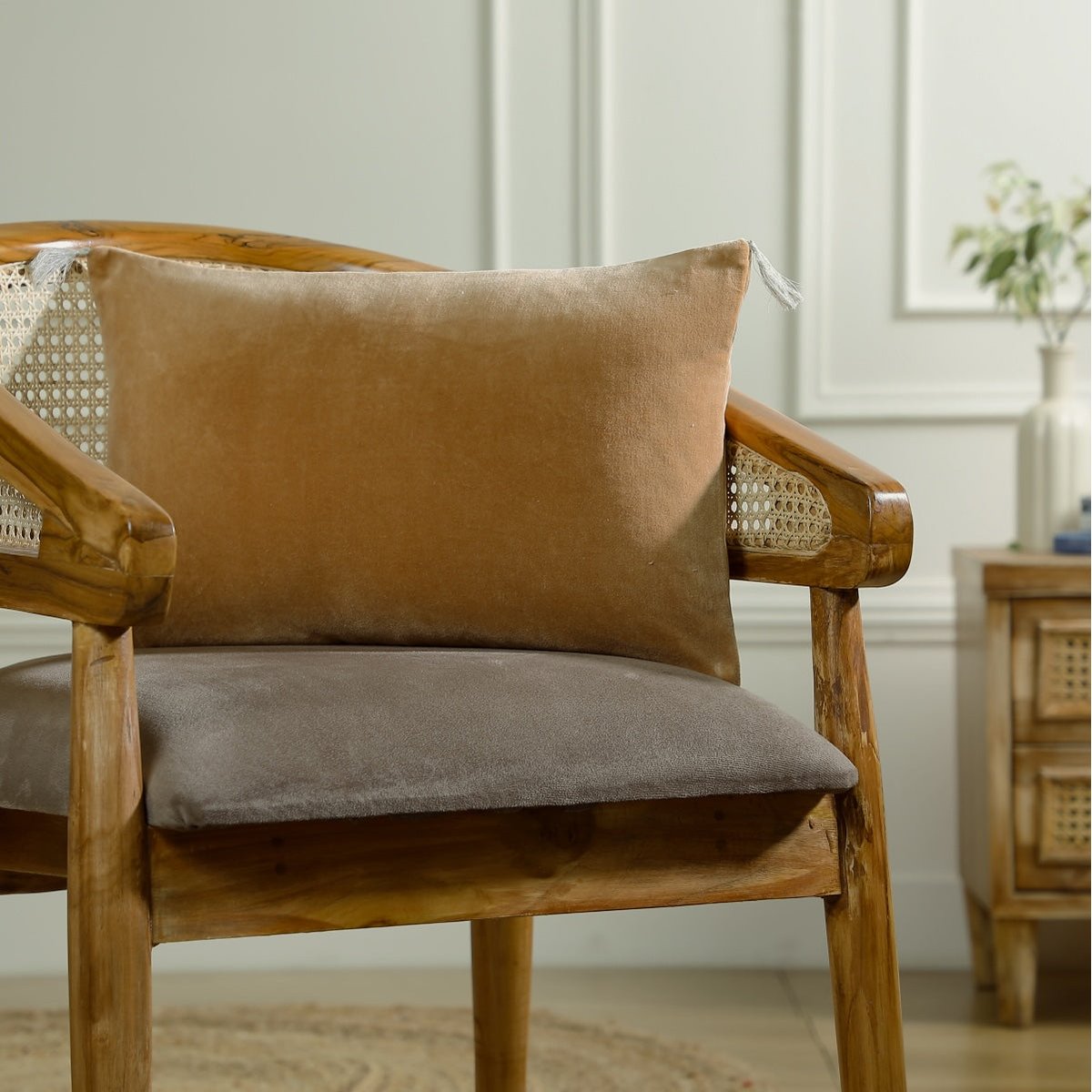 Coussin coton DANUBE camel, FEBRONIE