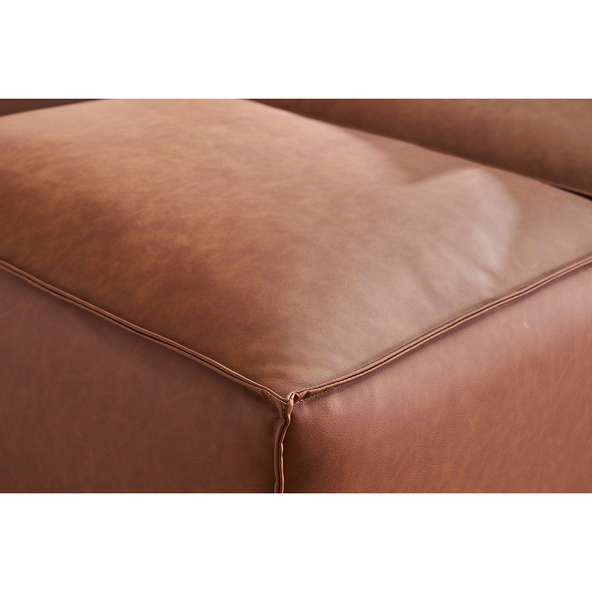 Pouf repose pieds en tissu chenille beige SPLIT marron, MILIBOO