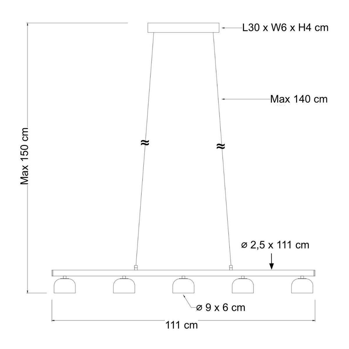 Suspension LED en ligne raffinée - NYSSÉA laiton et blanc, KOSILUM