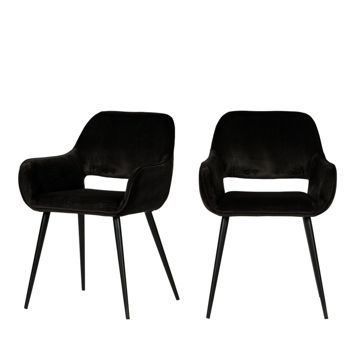 Chaises de table velours JELLE noir, WOOOD