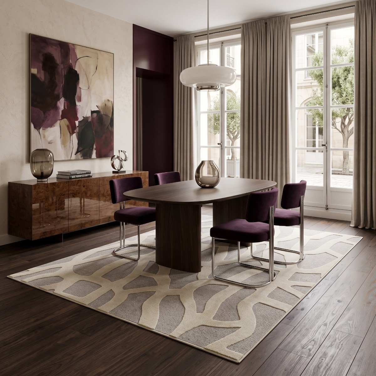 Tapis relief graphique ALMA TOILE beige, THE DECO FACTORY