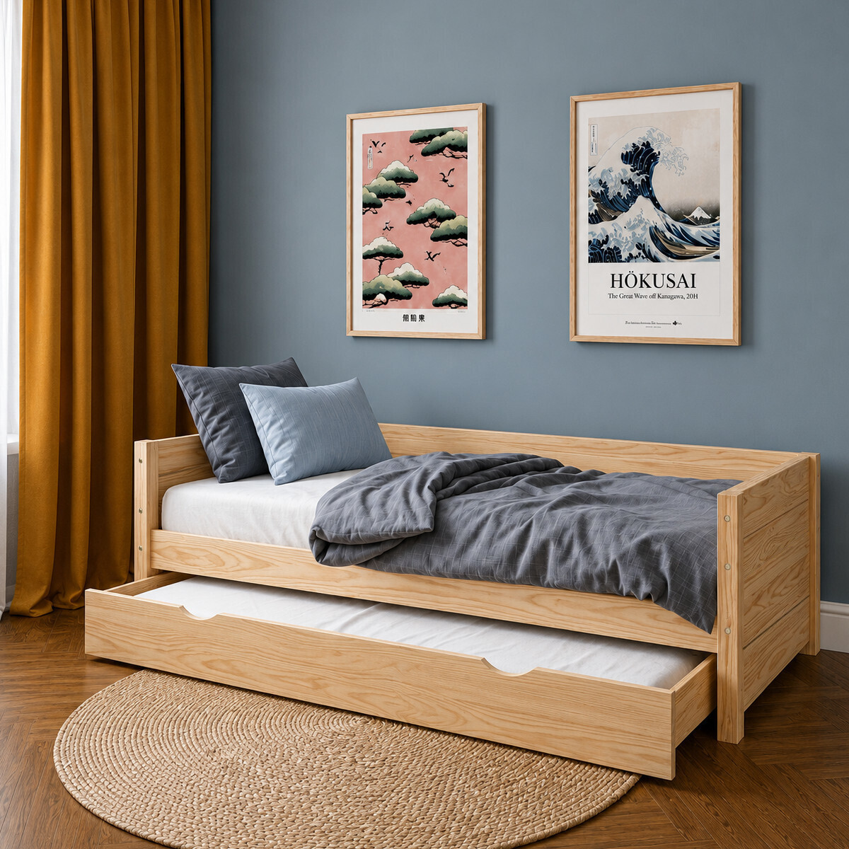 Lit banquette avec tiroir Louw Bois massif bois naturel, AKITEN RETAIL