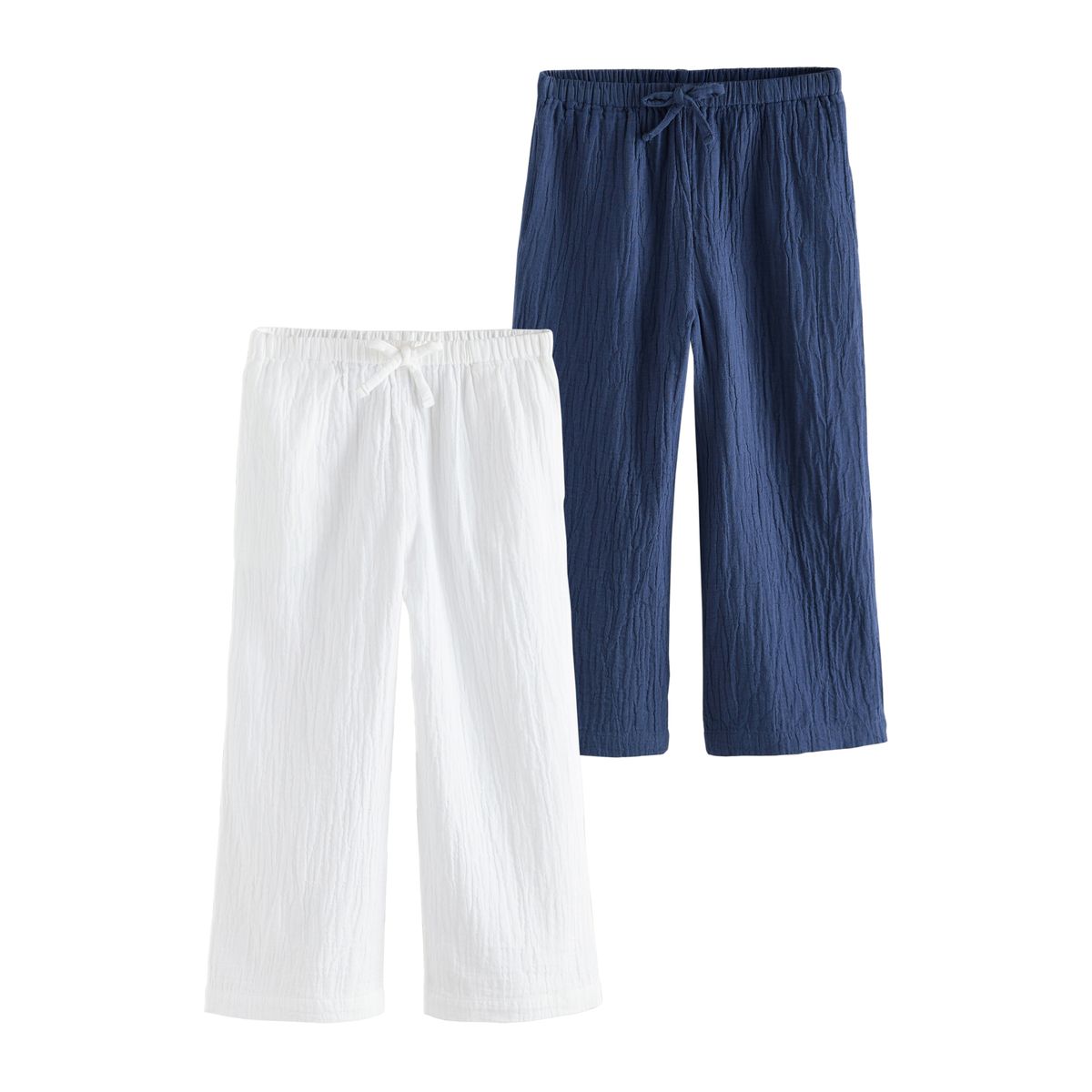 Pantalon large, lot de 2 bleu marine / blanc, NEXT