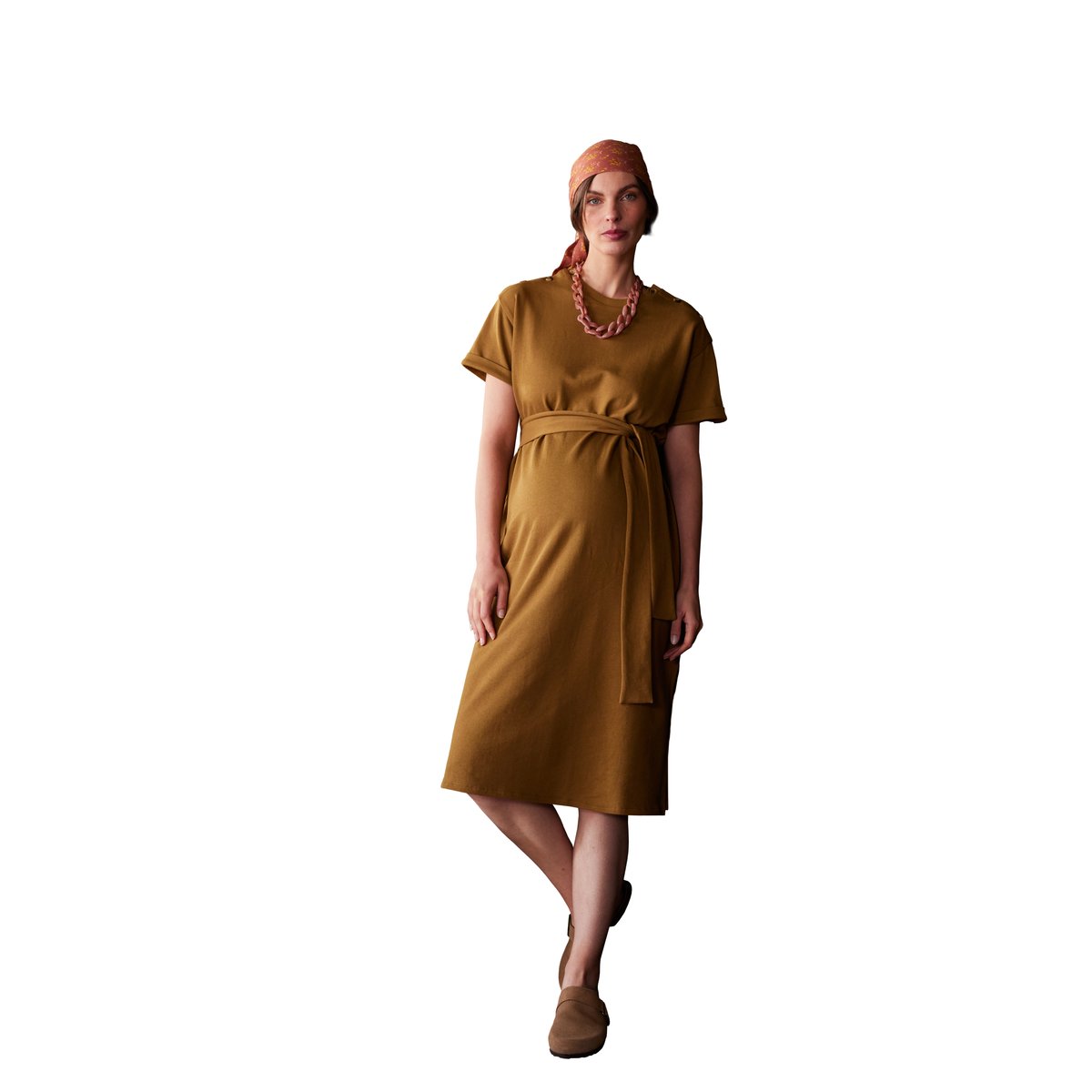Robe longue grossesse en molleton olive, ENVIE DE FRAISE