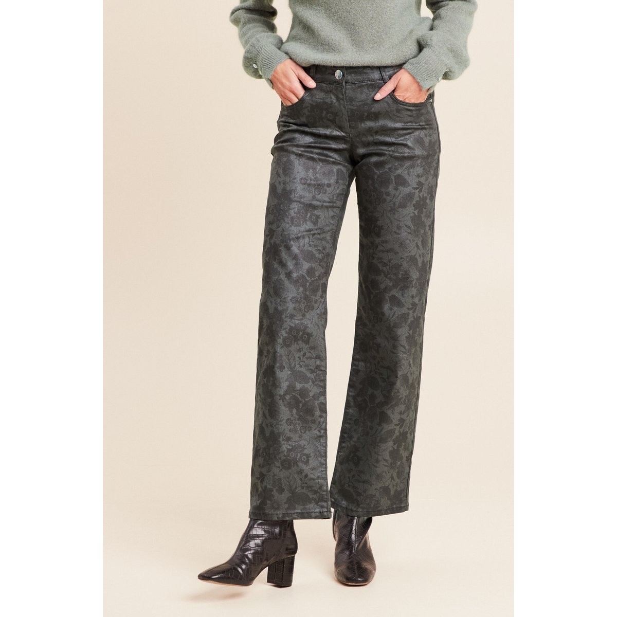 Pantalon taille basculée vert, BREAL