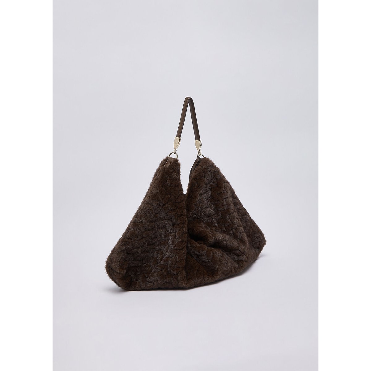 Sac grand format en imitation fourrure marron foncé, LIU JO