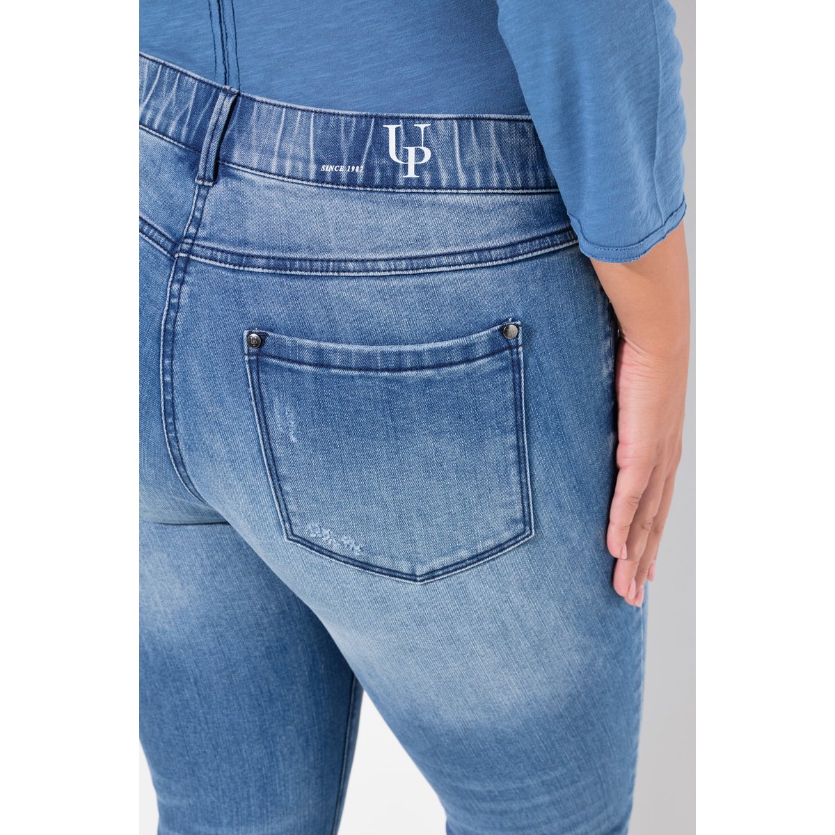 Jean Sarah à effet moucheté bleu jean, ULLA POPKEN