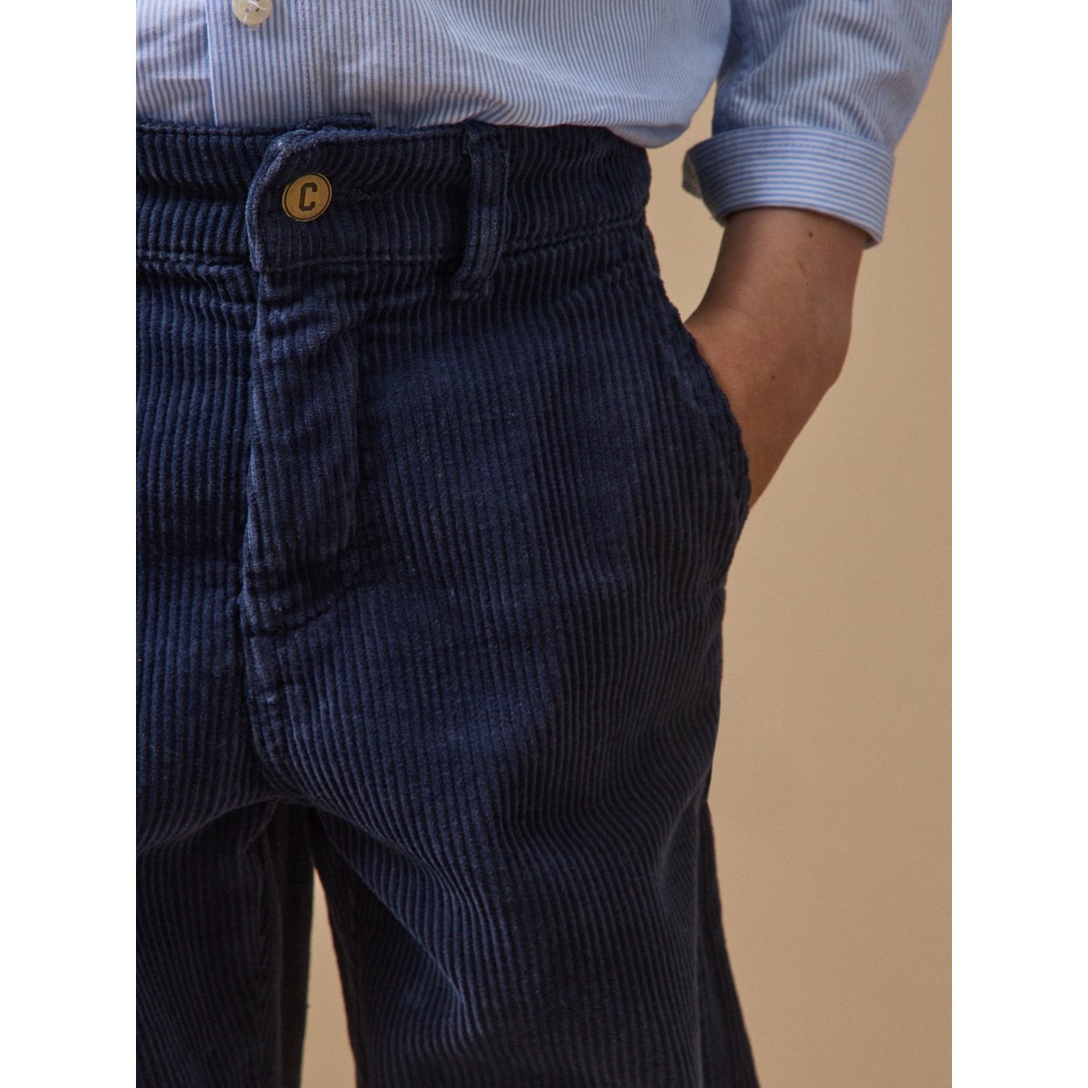 Pantalon charpentier en velours marine, CYRILLUS