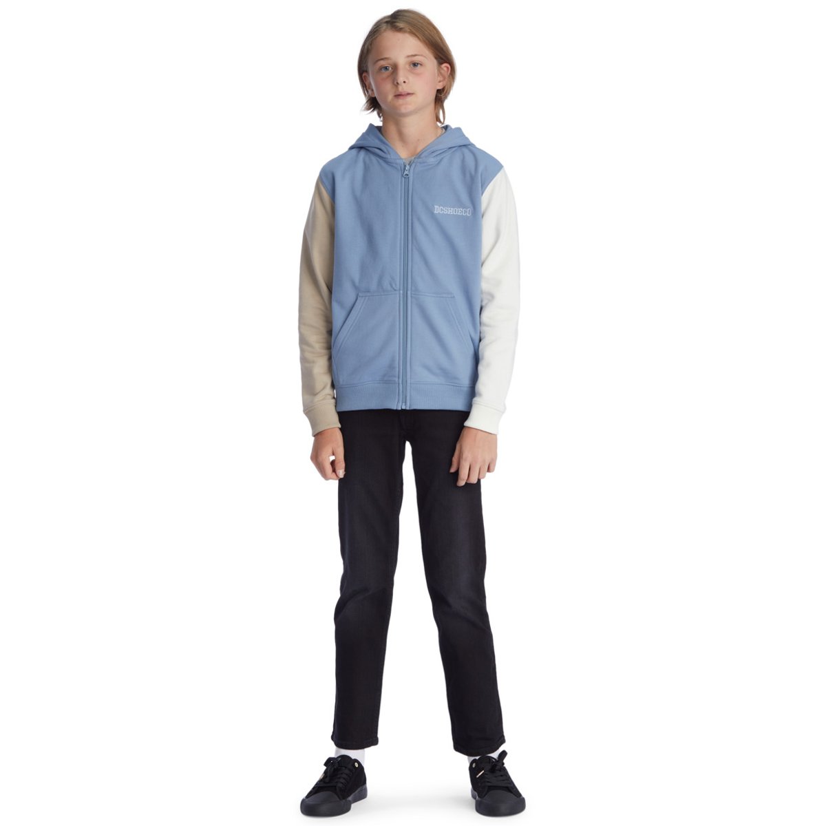 Sweat à capuche zippé RIOT. bleu faded denim colorblock, DC SHOES