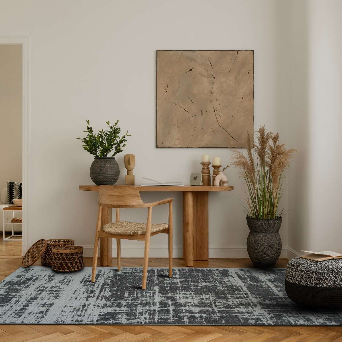 Tapis salon abstrait moderne TAPISSERIE taupe, THE DECO FACTORY