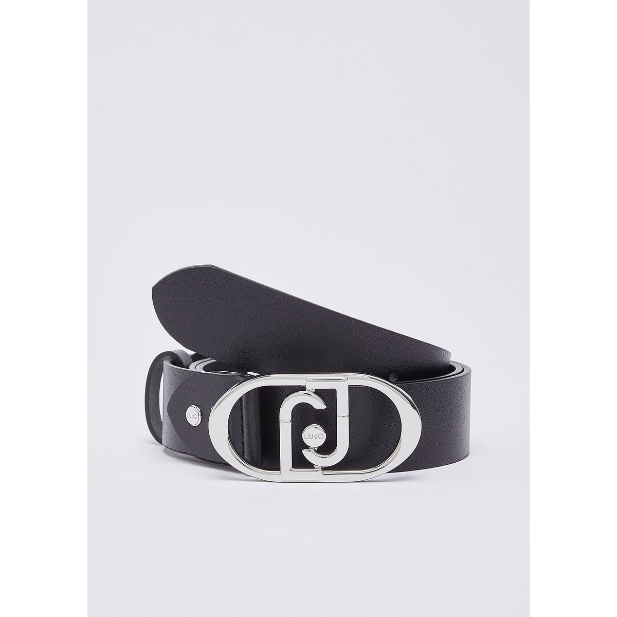 Ceinture en cuir noir et argent, LIU JO