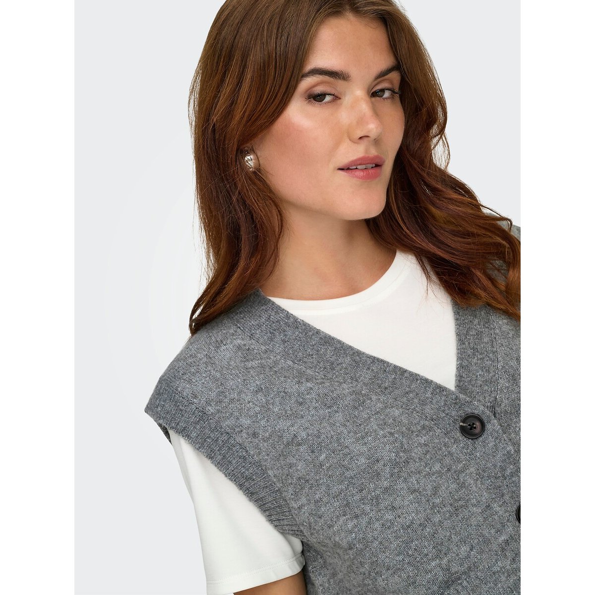 Gilet sans manches col v gris, JDY