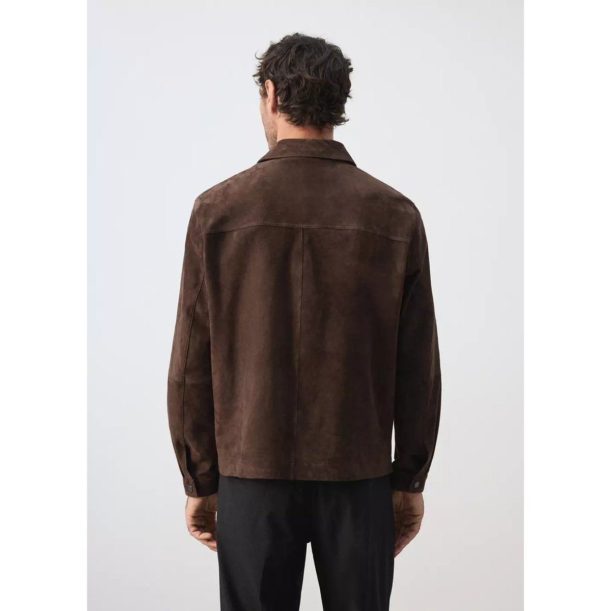 Blouson en cuir poche marron, MANGO MAN