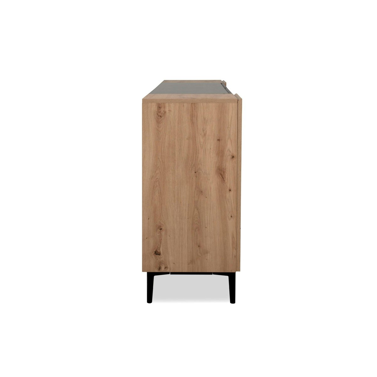 Buffet moderne 5 portes 1 tiroir décor bois et noir ALVA bois naturel, PIER IMPORT