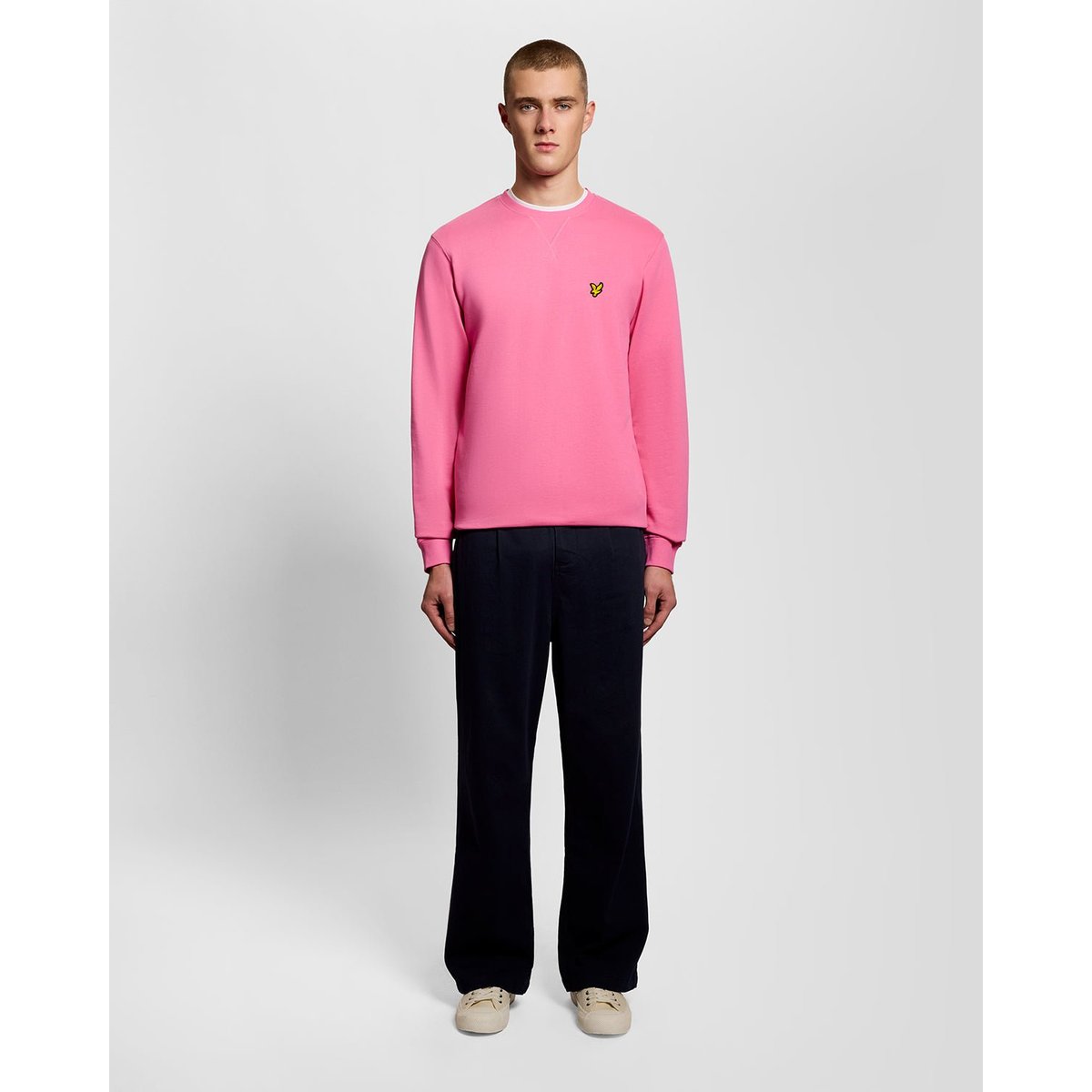Sweat-shirt col rond en coton rose vif, LYLE & SCOTT