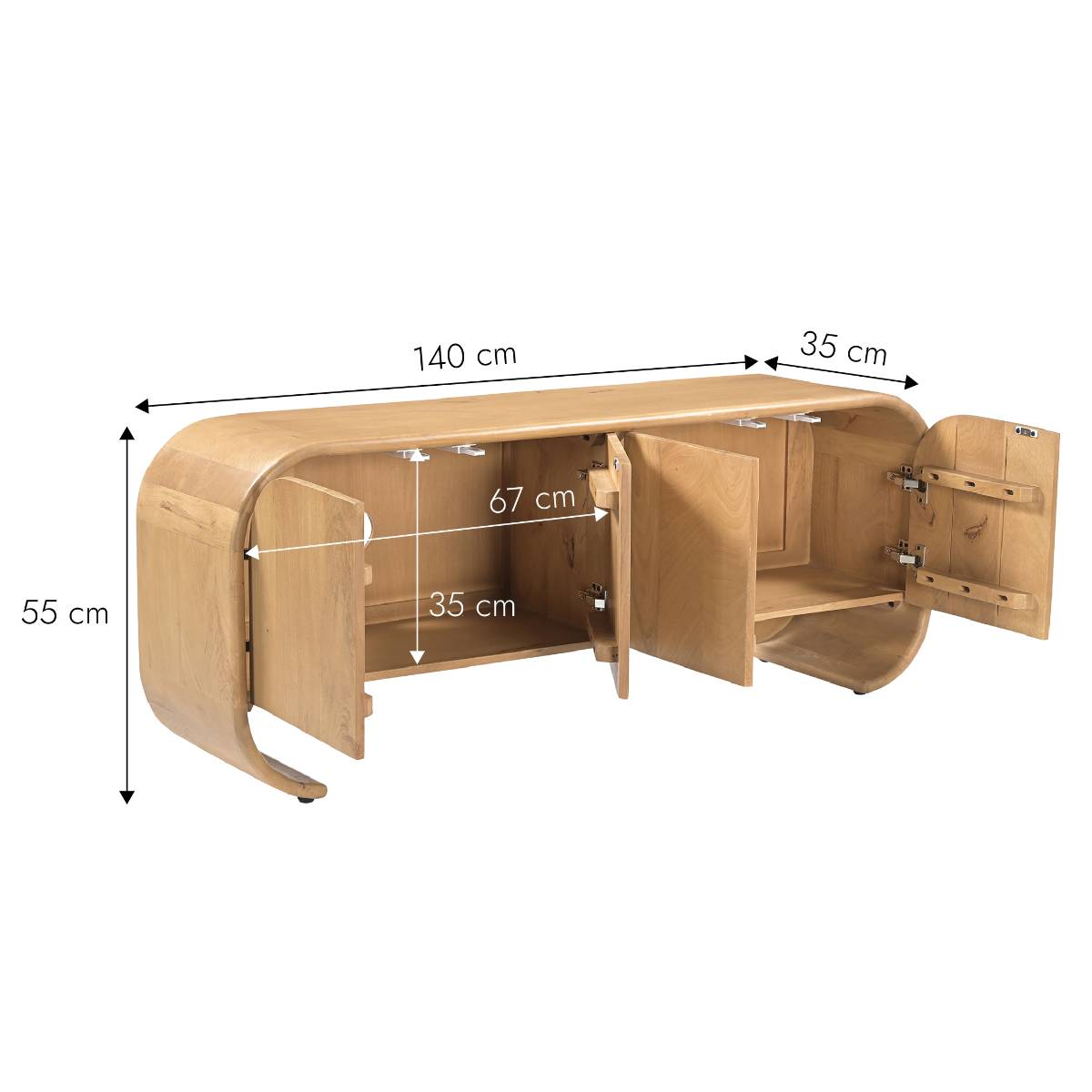 Meuble TV en bois de manguier CHAD bois clair, MADE IN MEUBLES