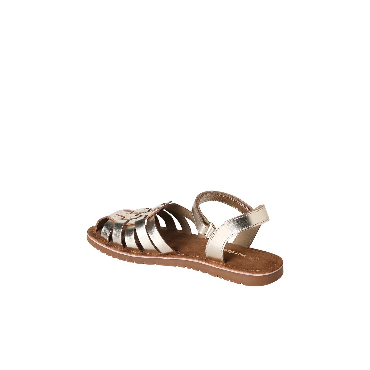 Sandales scratchées cuir or, VERTBAUDET