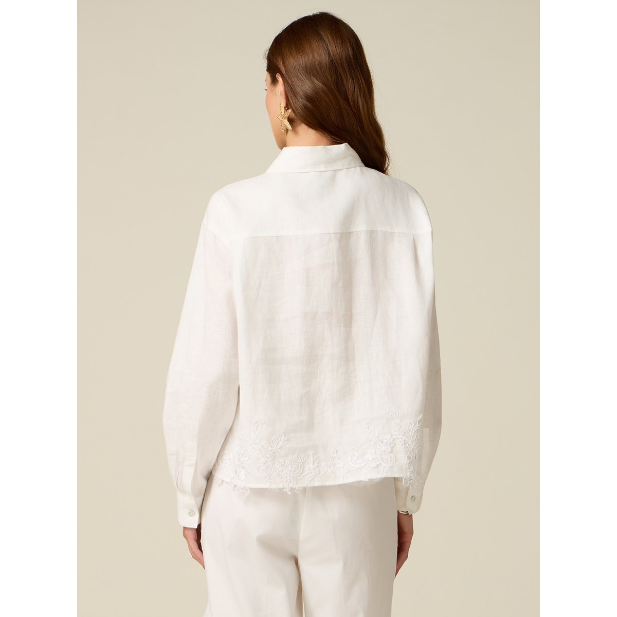 Chemise avec dentelle blanc, OLTRE