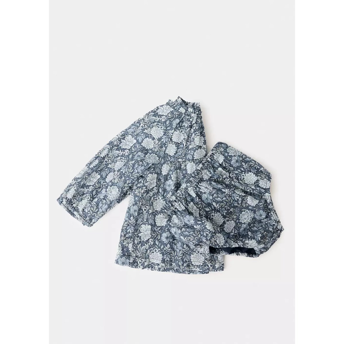 Robe et barboteuse imprimé floral bleu pétrole, MANGO BABY