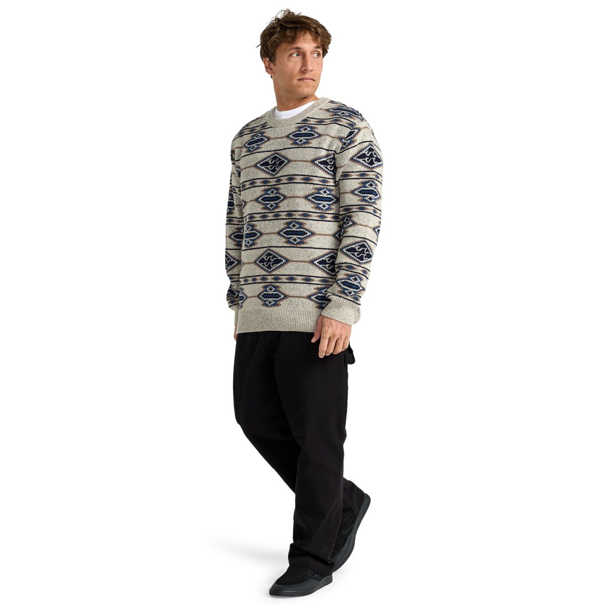 Pull à col rond en fils d'acrylique et de laine recyclés RANCHERO beige chino, BILLABONG